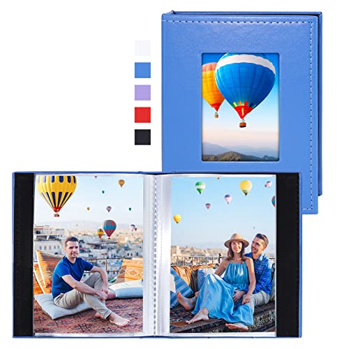 Vienrose Small Photo Album 4x6 Holds 52 Photos, 2 Pack Mini Leather Photo Album with Cover Window, Acid-Free Baby Picture Album for Wedding, Family, Travel & Gift Keepsake, Blue - color: Blue, size: 26 Pockets