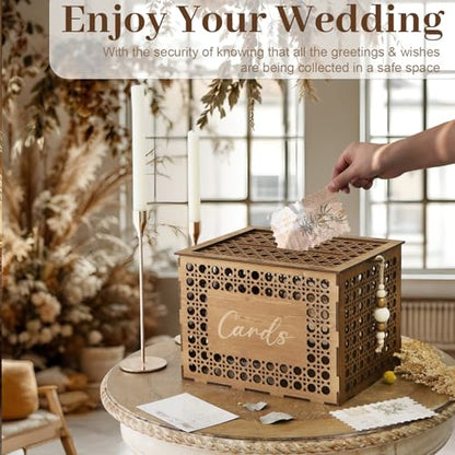 Wooden Wedding Card Boxes for Reception, Vintage Gift Card Box for Party