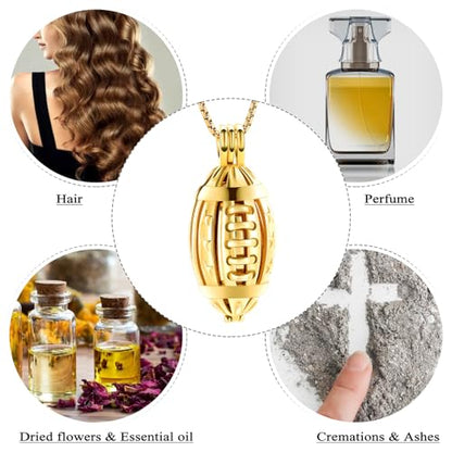Oinsi American Football Cremation Locket Necklace For Ashes Of Loved Ones Stainless Steel Memorial Urn Jewelry Women Men Keepsake Fashion Necklace - color: All Gold