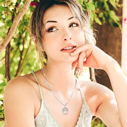Sterling Silver Tree of Life Necklace for Women Oval Family Tree Necklace Abalone Shell Moonstone Pendant Mother Day Necklace for Mom Tree of Life Jewelry - style: Tree of Life-CZ