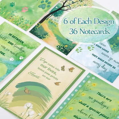 Geyoga 36 Set Pet Sympathy Card with Envelope Bulk, Positive Green - color: Positive Green