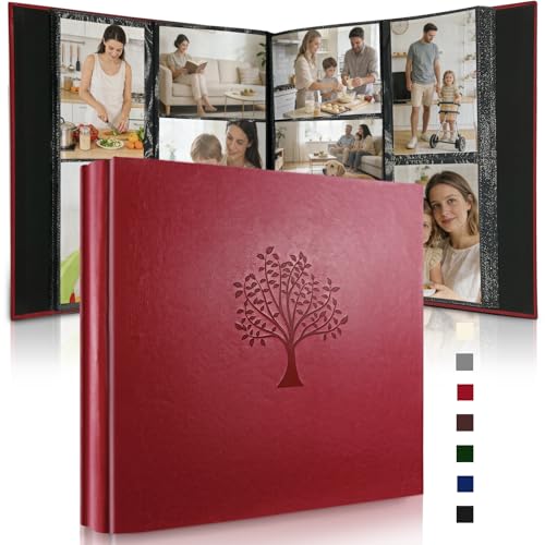 Photo Album 4x6 600 Slip-in Pockets, PU Leather Large Capacity Photo Book | Holds Horizontal & Vertical Photos Acid-Free for Mom Grandma Baby Shower Wedding Anniversary Christmas - color: Red