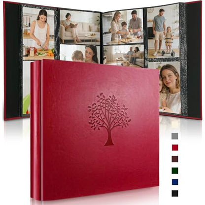 Photo Album 4x6 600 Slip-in Pockets, PU Leather Large Capacity Photo Book | Holds Horizontal & Vertical Photos Acid-Free for Mom Grandma Baby Shower Wedding Anniversary Christmas - color: Red