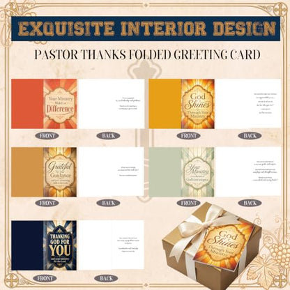 Eaasty 50 Set Pastor Appreciation Cards with Envelopes and Stickers, Christian Ministry Thank You with Blessing Messages, Religious Greeting Cards for Pastor, Minister, Church Staff, Volunteers - style: Pastor Appreciation Style
