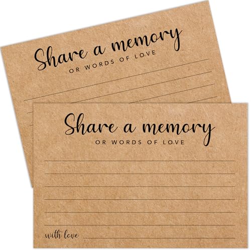 Minimalism Share a Memory Card for Celebration of Life, Graduation, Retirement, Birthdays, Guest Book Ideas, Funeral Sign In Book For Memorial Service, 4x6 Inches Set of 50 Pcs -A07 - color: Kraft Paper