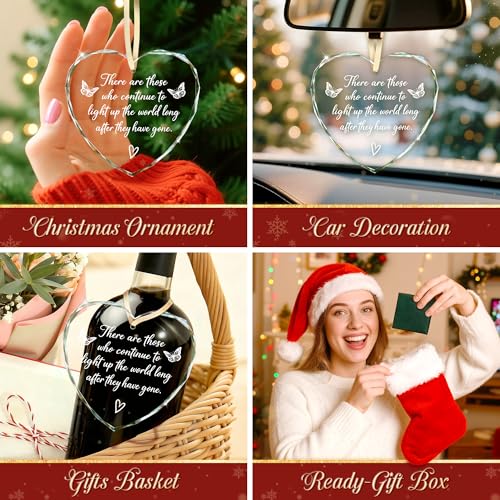Memorial Gifts – Sympathy Gift for Loss of Loved One Heart Glass Ornament, Condolence, Remembrance In Loving Memory of Mother Father Husband Brother, Comfort Bereavement Christmas Decor Keepsake - style: Heart-There Are