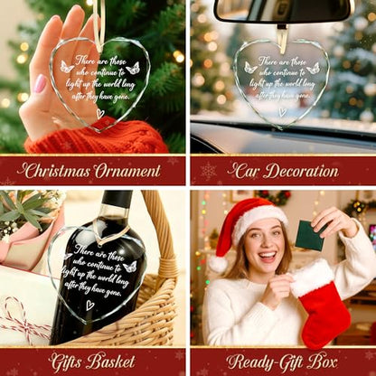 Memorial Gifts – Sympathy Gift for Loss of Loved One Heart Glass Ornament, Condolence, Remembrance In Loving Memory of Mother Father Husband Brother, Comfort Bereavement Christmas Decor Keepsake - style: Heart-There Are