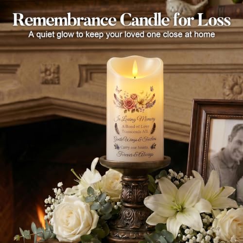 Homemory 4x7 Flameless Memorial Candle Sympathy Gifts for Loss of Loved One - color: Always in Our Hearts