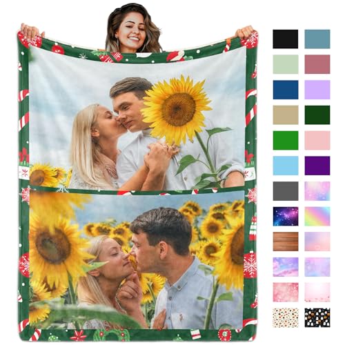 Custom Blanket with Picture Text, Personalized Photo Blanket, Customized Throw Blanket Gifts for Mom Dad Couple Girlfriend Boyfriend Wife Husband (2-Photo) - color: 2-photo