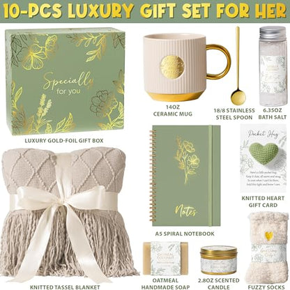 Birthday Self Care Gifts for Women Get Well Soon Gift Baskets Care Package | Sympathy Spa Gift Baskets Thinking of You Christmas Inspirational Surgery Recovery Gifts Set for Mom Her Wife Sister Friends - color: Light Tan