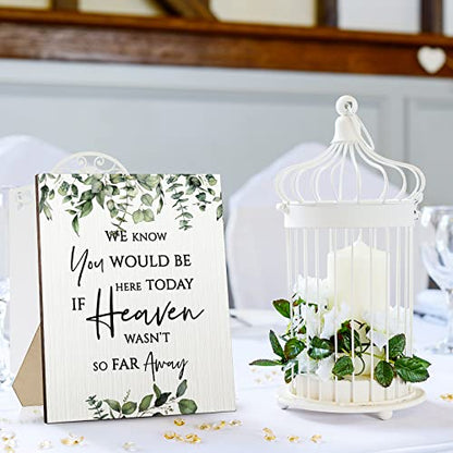 Yulejo Floral Memorial Wedding Sign Heaven Wasn't So Far Away | Tabletop Display with Stand for Ceremony Reception, Greenery Design, Loving Memory Tribute, Wooden Decor Celebration
