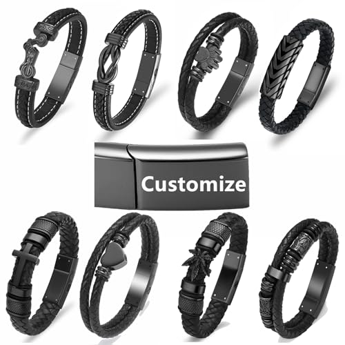 Cremation Jewelry Urn Bracelet for Human Ashes for Women Men Memorial Keepsake Cuff Leather Bracelet - color: Customize