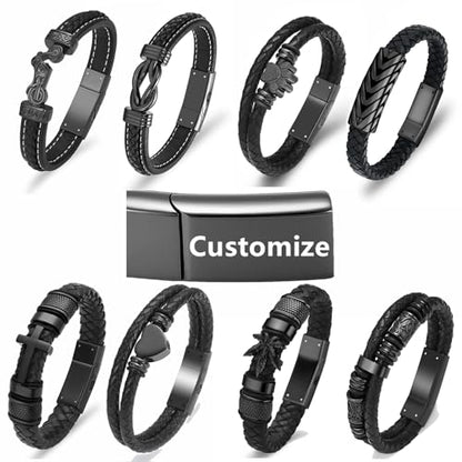 Cremation Jewelry Urn Bracelet for Human Ashes for Women Men Memorial Keepsake Cuff Leather Bracelet - color: Customize