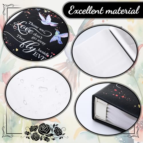 ReliThick Cardinal Funeral Photo Album 4 x 6 Inch 200 Blank Pages Memorial Leather Memory Album Scrapbook for Memorial Service Celebration of Life Decor in Loving Party Supply(Hummingbird) - style: Hummingbird