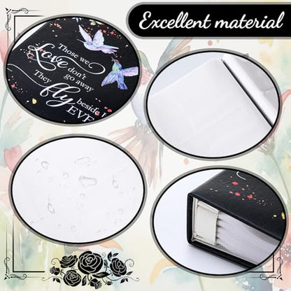 ReliThick Cardinal Funeral Photo Album 4 x 6 Inch 200 Blank Pages Memorial Leather Memory Album Scrapbook for Memorial Service Celebration of Life Decor in Loving Party Supply(Hummingbird) - style: Hummingbird