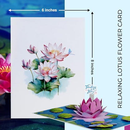 iGifts And Cards Pink Lotus Flower 3D Pop-Up Card – Serene Wishes 6"x8" | Thinking Of You, Get Well, Sympathy, Meditation Theme, Friend, Teacher, Nature Lover, Spiritual Seeker Keepsake, Notecard - color: Pink Lotus