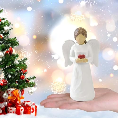 Guardian Angel Figurines for Women, Healing Angel Statue Home Decor | Thanksgiving Christmas Birthday Gifts Resin Angel Ornaments, Hand-Painted Sympathy Gifts for Loss of Loved One - style: Angel - Holding Heart