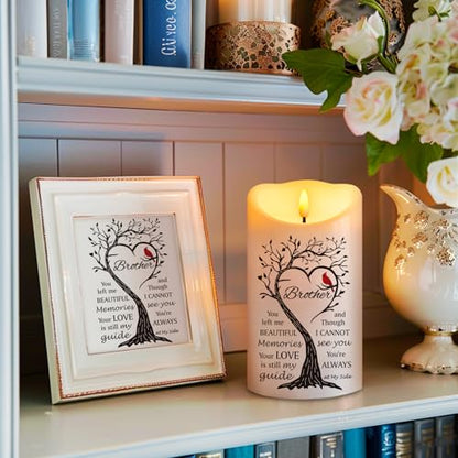 Flameless Memorial Candle, Real Wax LED Light with Remote Sympathy Bereavement Gifts for Loss of Loved One Sympathy Candles for Loss of Brother Remembrance Gifts (4" x 7") - color: Brother
