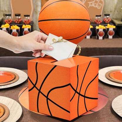 Basketball Card Box Sports Party Favors Post Box Cardboard Receiving Money Holder for Basketball Theme Wedding Reception, Baby Showers, Anniversary, Birthday Party, Table Centerpiece Decorations - style: Basketball