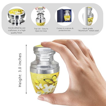 M MEILINXU Yellow Butterfly Mini Urns for Human Ashes, Small Keepsake Urn - color: Yellow, size: Small / Keepsake