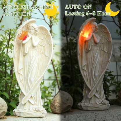 Angel Garden Statues Outdoor, Angel Figurine with Butterfly Solar Lights - style: Butterfly-2