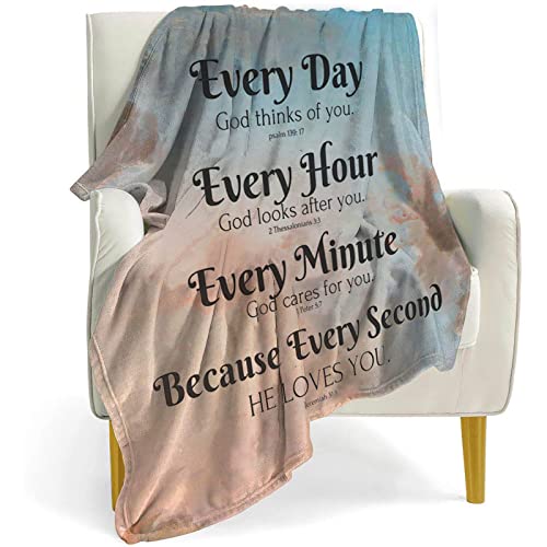 QETXVI Bible Verse Blanket with Inspirational Thoughts and Prayers- Religious Throw Blanket Soft Lightweight Cozy Plush Warm Blankets for Women Men Gift 40"X 50" - color: Sky Blue, size: 40"X 50"