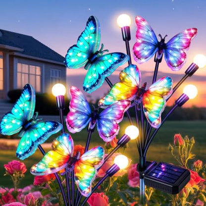 TEDOF 2 Pack Solar Butterfly Outdoor Lights Waterproof for Garden - color: 2 Pack Butterfly Firefly Lights