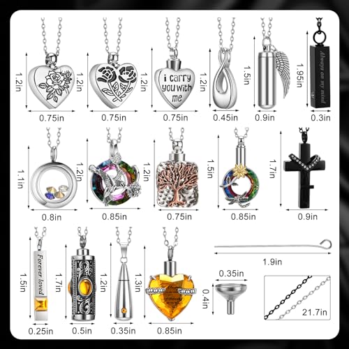 Ecation 15 Pcs Urn Necklace for Ashes Women Cremation Jewelry - color: Yellow