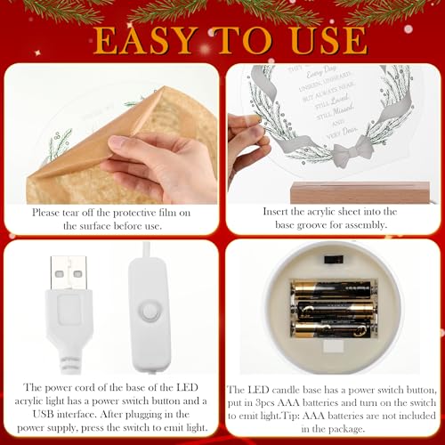 Memorial Gift Loss of Mother, Acrylic LED Candle Angel,Round,Pine | Sympathy Bereavement for Grandmother in Heaven, Clear Acrylic Wood Base, Angel Ornament, Mothers Day Remembrance Decor