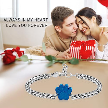 Oinsi Cremation Bracelet for Ashes Pet Paw Print Cremation Jewelry for Dog Cat Stainless Steel Keepsake Memorial Urn Bangle - color: A-Customize