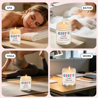 Gigi Gifts Novelty Lavender Scented Soy Candle Gift Funny Grandmother Mother's Day Birthday Gift for Gigi Grandma Gigi's Last Nerve Candle - color: Gigi