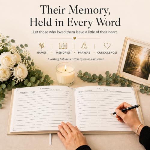 Funeral Guest Book – Cream Version – 9x7 in, 100 Thick Pages - color: Beige
