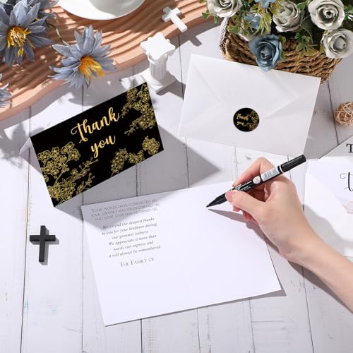 Fumete 50 Set Funeral Thank You Cards, Cherry Blossom - style: Cherry Blossom