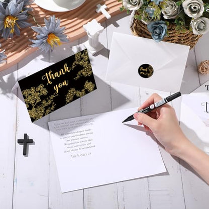 Fumete 50 Set Funeral Thank You Cards, Cherry Blossom - style: Cherry Blossom
