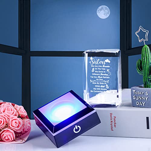 Movdyka Sister Gifts for Sisters Funny, 3D Layser Engraved Sisters with Base, Best Unique Birthday Christmas Wedding Graduation Sister Gifts Ideas from Sisters Brother for Soul Big Little Sister - style: Sister Gifts