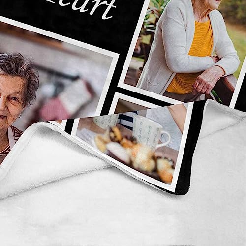 Custom Blanket with Photos Forever in My Heart 8 Photos Personalized Memorial Blankets, Throw Blanket for Family Lover Dad Mom Birthday Wedding Mother's Father's Day - color: 8 Photo Collage
