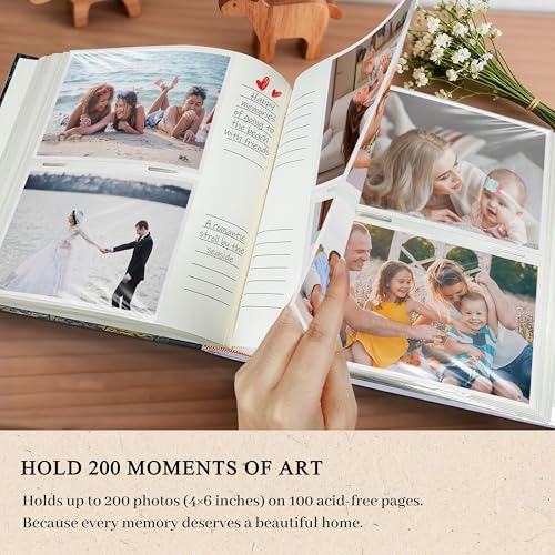 Van Gogh Café Terrace at Night Photo Album 4x6 with Writing Space 200 Pockets, Slow Living Memory Book for Art Lovers -Kuword - color: Gold
