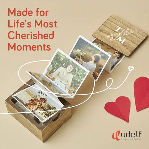 Personalized Wooden Photo Box Gift with Initials-Handmade Picture Box Gift, Wedding Keepsake Box and Anniversary Box, Custom Gifts, Romantic Gift Photo Memory Storage Box, Pull Out Photo-3"x2" - color: Initial