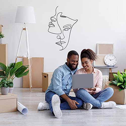 SUPERDANT Figure PVC Wall Sticker Line Abstract Woman Face Line Wall Decals Lovers DIY Vinyl Wallpaper Art for Living Room Bedroom Bathroom Home Decoration Artistic Creation Gifts Black 21x14in - style: Figure