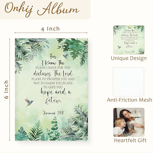 Inspirational Christian Photo Album 4x6 Hold 36 Photos, Botanical Jeremiah 29:11 Bible Scripture Small Photo Album Picture Memory Book Keepsake for Family Anniversary Travel Vacation