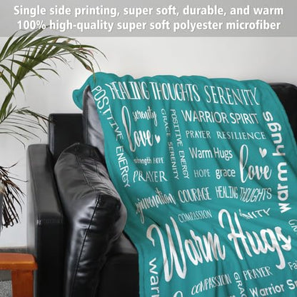 Warm Hugs Healing Blanket, Get Well Gifts for Women Men | Cancer Care, After Surgery, Thinking of You Gift, Sympathy Inspirational Blankets, Soft Throw Blanket 50" x 60" - color: Green, size: 50"x60"
