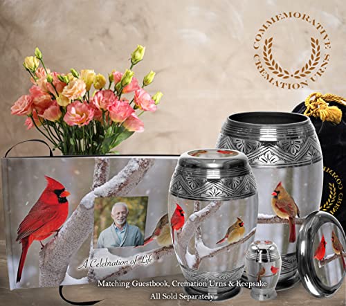 Cardinal Keepsake Urns for Human Ashes with Velvet Gift Box for Cremation Keepsakes for Ashes - Small Cremation Urn and Small Keepsake Urn Set of 4 - color: Cozy Cardinal