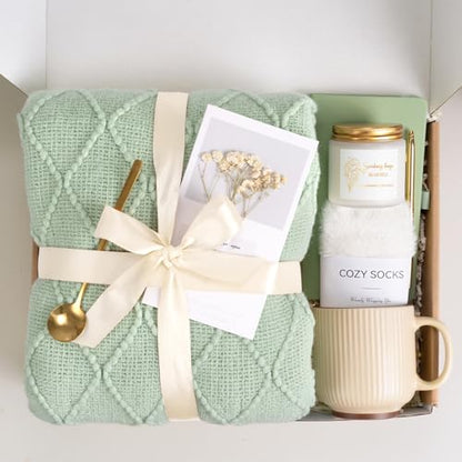 Get Well Soon Self Care Gift Basket for Women, Teacher Appreciation Gifts Thinking of You Care Package Mothers Day Birthday Box for Mom Her Sister Wife Girlfriend Friend Grandma Coworker (Sage Green) - color: Sage Green