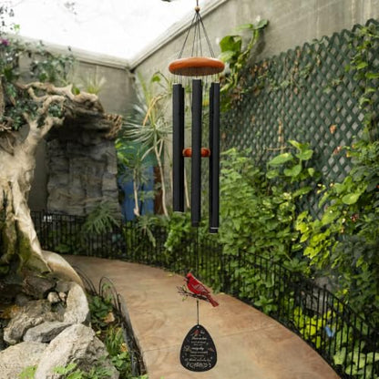 Cardinal Memorial Wind Chimes 36'' for Outside, Sympathy Gift with Mute Option, Cardinal Gifts for Loss of Loved One, Memory of Mom Dad Husband, Remembrance Gift for Mother Garden Porch Patio