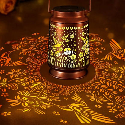 Solar Lanterns Outdoor Waterproof Gifts for Women Grandma Gifts | HanGing Solar Lantern for Mom Hummingbird Garden Decor Solar Hanging Lantern Metal for Patio Yard Festival Pathway Landscape - style: Hummingbird