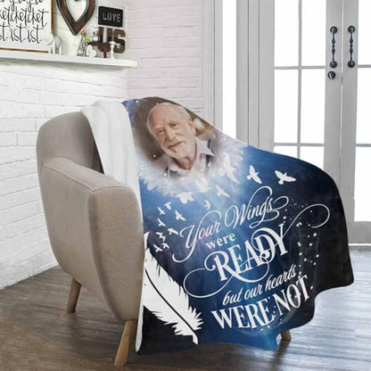 Personalized Memorial Blanket with Photos Custom Sympathy Throw Blankets in Memory of Loss of Grandpa Grandma - color: Color 27
