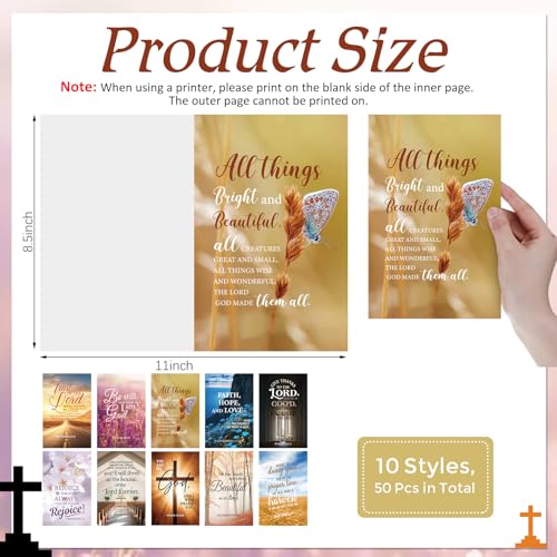 50 Pcs Church Bulletins Paper Bulk Package of 10 Styles 8.5 x 11 Church Worship Bulletins Gospel Tracts Welcome The Congregation Cards Bible School Study Supplies for Share Church Information