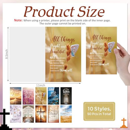 50 Pcs Church Bulletins Paper Bulk Package of 10 Styles 8.5 x 11 Church Worship Bulletins Gospel Tracts Welcome The Congregation Cards Bible School Study Supplies for Share Church Information