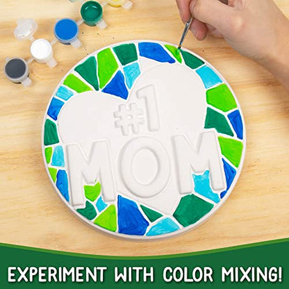 Creative Roots Paint Your Own #1 MOM Stepping Stone, Craft Kits for Kids, Ceramics to Paint, Ages 6+ - style: #1 Mom