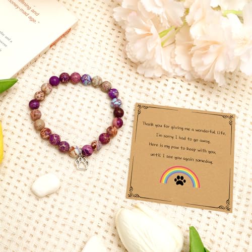 Aelciyue Pet Memorial Mothers Day Birthday Xmas Valentines Day Gifts for Loss Of Cats Dogs Mom Dad Paw Print Gifts Bracelets - style: Purple Paw Print